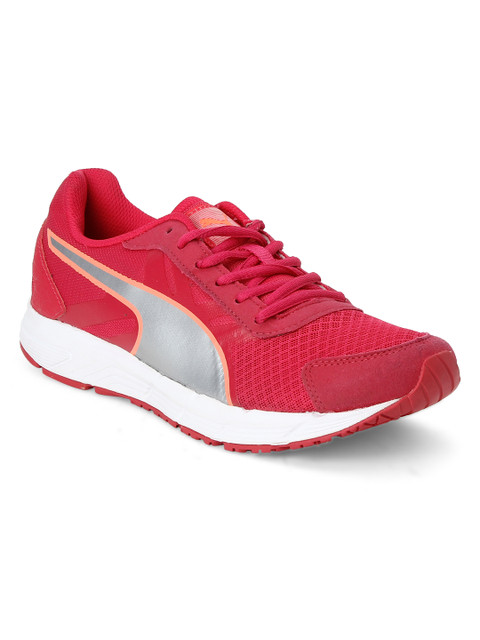 

Puma Unisex Red & Silver-toned Leather Sneakers