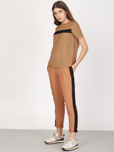 

ether Women Brown Regular Fit Solid Regular Trousers, Beige