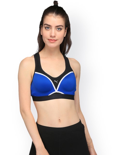 

Puma Blue & Black Solid Non-Wired Lightly Padded Sports Bra PWRSHAPE Control