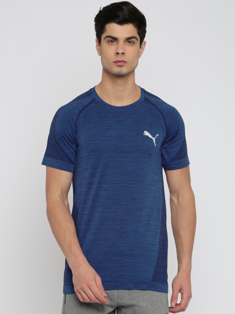 

Puma Men Blue Printed Round Neck evoKNIT Best T-shirt