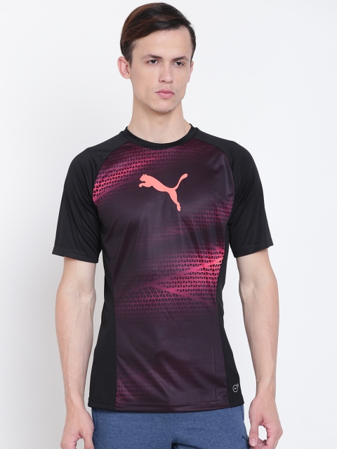 

Puma Men Black & Pink evoTRG Graphic Printed Round Neck T-shirt