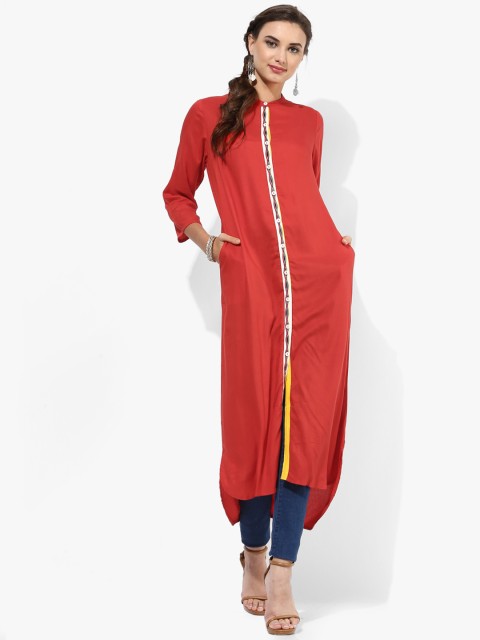 

Sangria Women Red Solid Straight Kurta