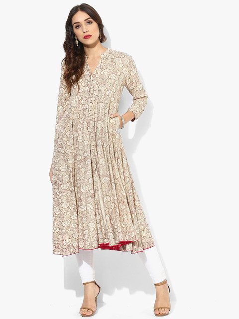 

Sangria Women Grey & Beige Printed Anarkali Kurta