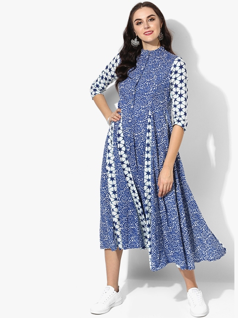 

Sangria Women Blue Printed A-Line Kurta