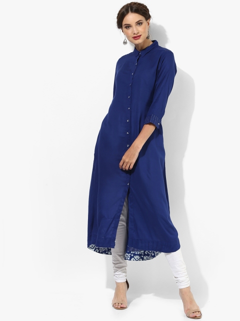 

Sangria Women Blue Solid Straight Kurta