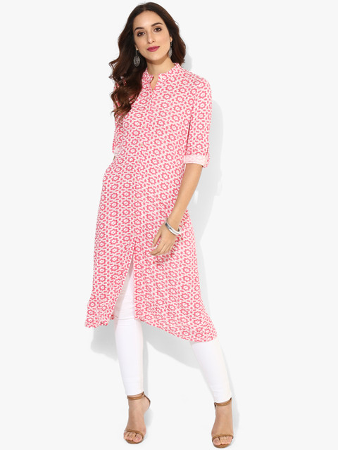 

Sangria Women Pink Printed Straight Kurta