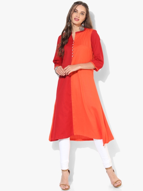 

Sangria Women Red & Orange Solid A-Line Kurta