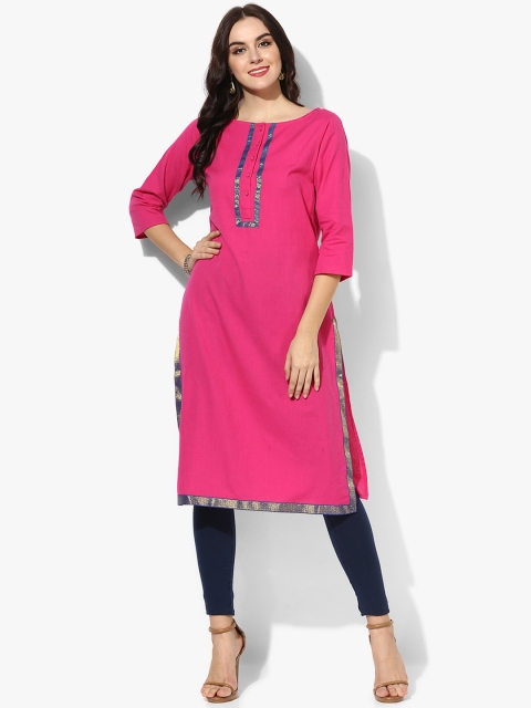 

Sangria Women Pink Printed Straight Kurta