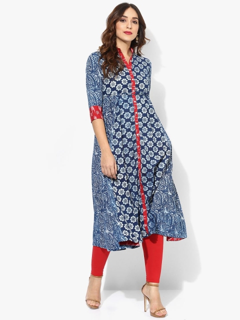 

Sangria Women Blue & Red Printed A-Line Kurta