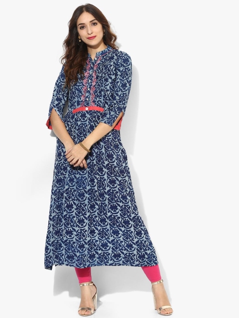 

Sangria Women Blue Printed A-Line Kurta