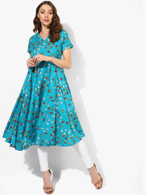 

Sangria Women Blue Printed A-Line Kurta