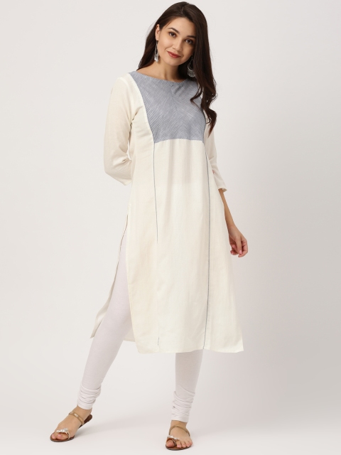 

IMARA Women Off-White Solid A-Line Kurta