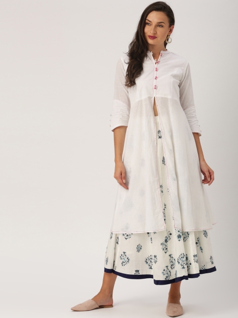 

IMARA Women White Solid A-Line Kurta