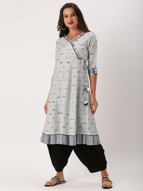 

IMARA Women Grey Printed A-Line Kurta