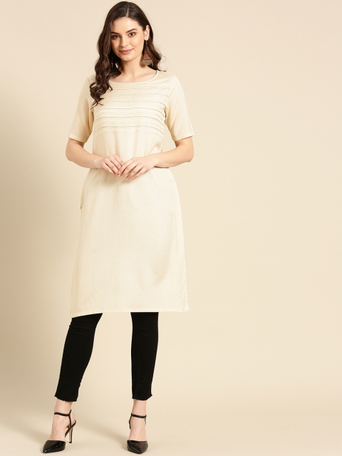 

Imara Women OFF-white Yoke-Design Straight Kurta, Assorted
