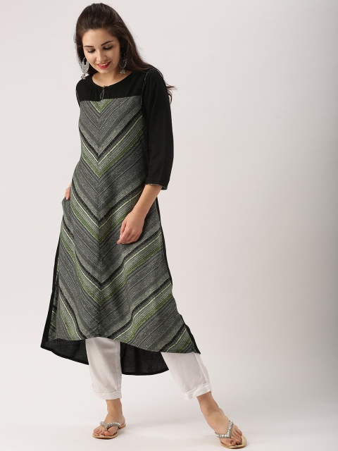 

IMARA Women Black Printed A-Line Kurta