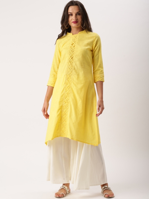 

IMARA Women Yellow A-Line Kurta