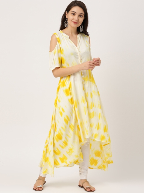 

IMARA Women Yellow Printed A-Line Kurta