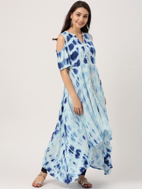 

IMARA Women Blue Printed A-Line Kurta