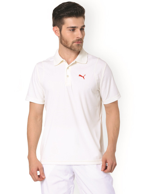

Puma Men White Solid Polo Collar T-shirt