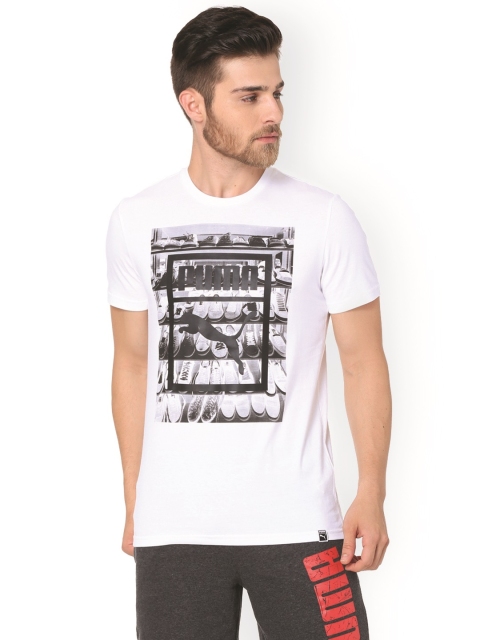 

Puma Men White Printed Round Neck T-shirt