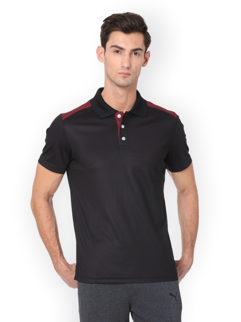 

Puma Men Black Solid Polo Collar T-shirt