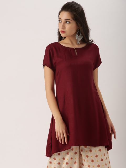 

IMARA Women Maroon Solid A-Line Kurta
