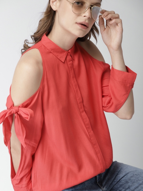 

Mast & Harbour Women Red Solid Shirt-Style Top