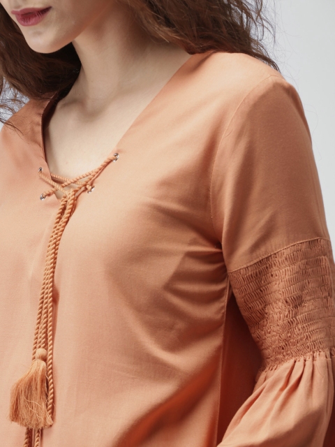 

Mast & Harbour Women Peach-Coloured Solid Top