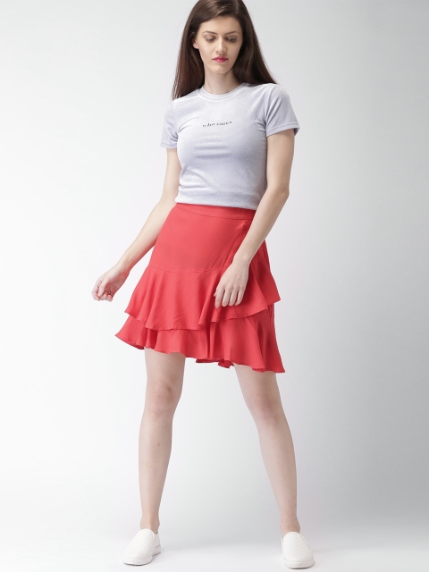 

Mast & Harbour Red Solid A-Line Skirt