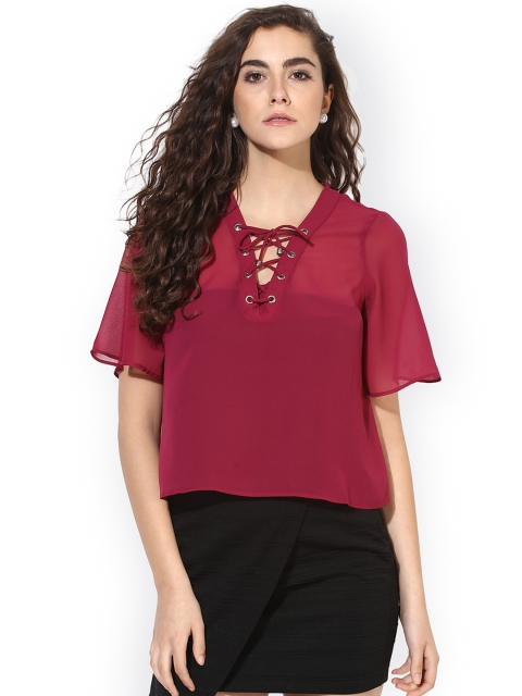 

Kazo Women Maroon Solid Top