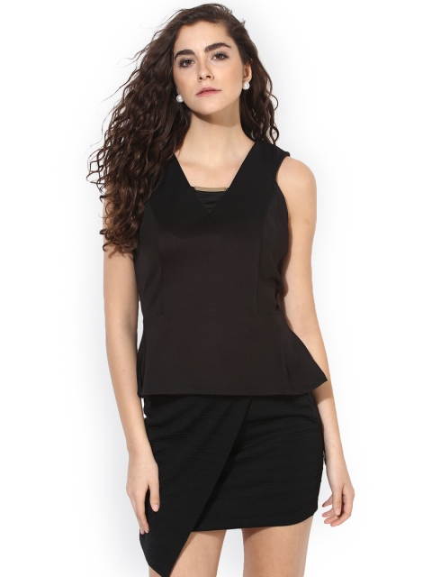 

Kazo Women Black Solid Peplum Top