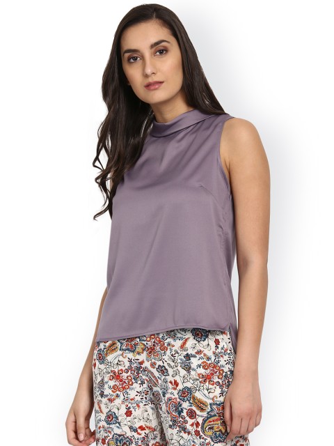 

Kazo Women Mauve Solid High-Low Top