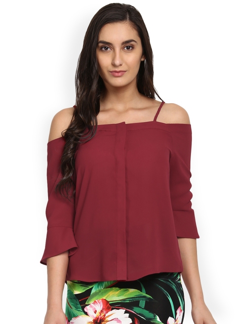 

Kazo Women Maroon Classic Fit Solid Top
