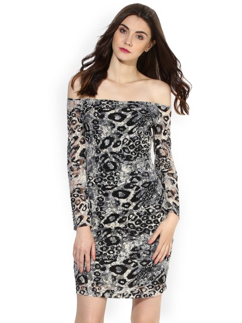 

Kazo Women Grey Printed Bodycon Dress