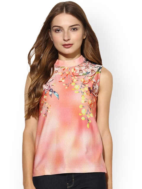 

Soie Women Peach-Coloured Printed Regular Top