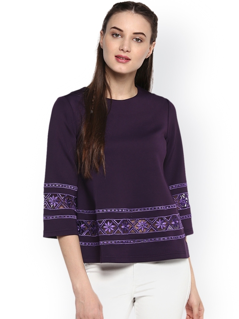 

Soie Women Purple Solid Regular Top