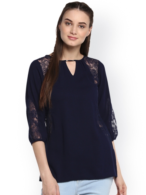 

Soie Women Navy Blue Solid Regular Top