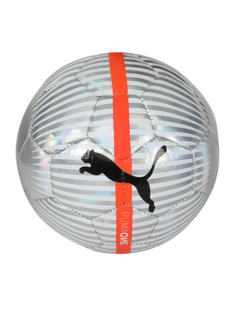 

Puma Unisex White & Silver-Toned Printed One Chrome Football