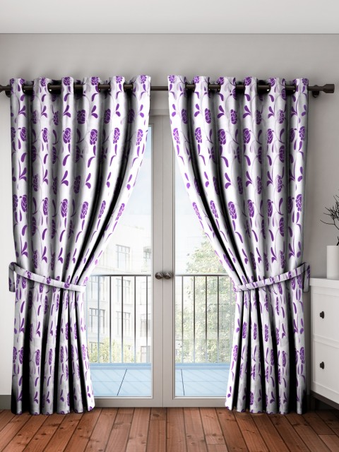 

Cortina Purple Jacquard Room Darkening Long Door Curtains