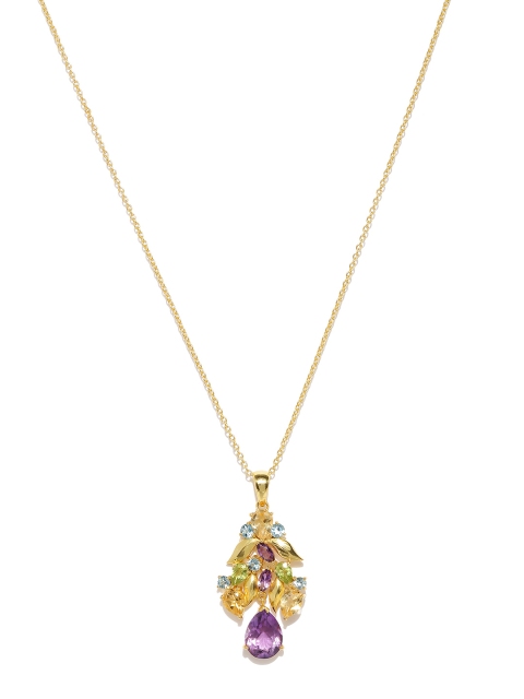 

Gehna Gold-Toned Blue Topaz Citrine & Peridot Sterling Silver Pendant with Chain