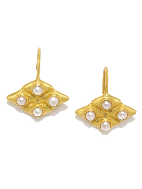 

Gehna Gold-Toned Pearl-Studded Rhodium-Plated 925 Sterling Silver Drop Earrings