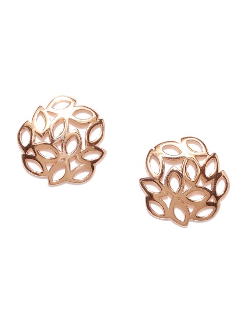 

Gehna Gold-Toned Leaf Shaped Fascicle 925 Sterling Silver Studs
