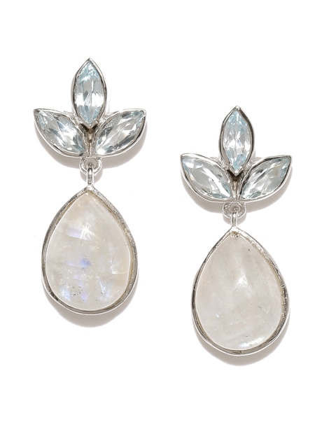 

Gehna Blue Topaz & Rainbow Moonstone Silver Drop Earrings