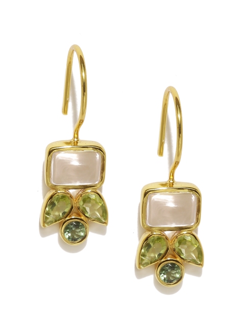 

Gehna Gold-Toned & Pink Peridot & Rose Quartz 925 Sterling Silver Drop Earrings