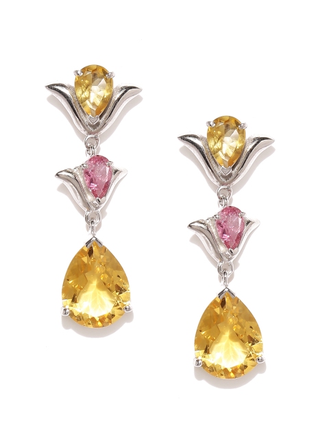 

Gehna Peaches & Cream Citrine Sterling Silver Rhodium-Plated Drop Earrings