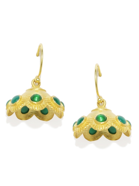

Gehna Gold-Toned & Green Contemporary Jhumkas