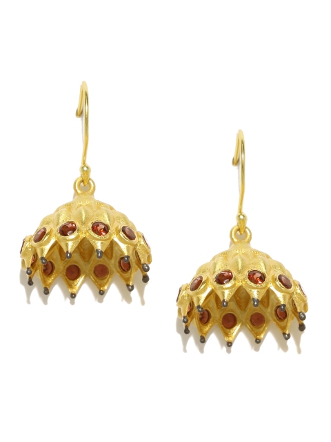 

Gehna Gold-Toned & Red Contemporary Jhumkas