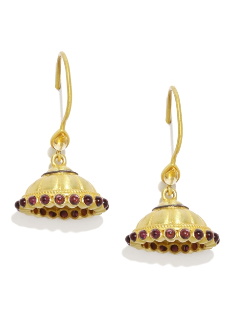 

Gehna Gold-Toned & Brown Sterling Silver Contemporary Jhumkas