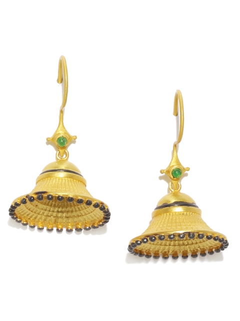 

Gehna Gold-Toned & Green Contemporary Jhumkas